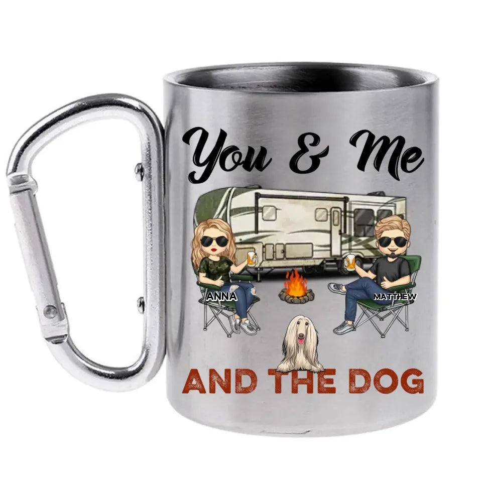 You, Me & The Dogs - Personalized Carabiner Camping Mug - Gift For Camping Lovers