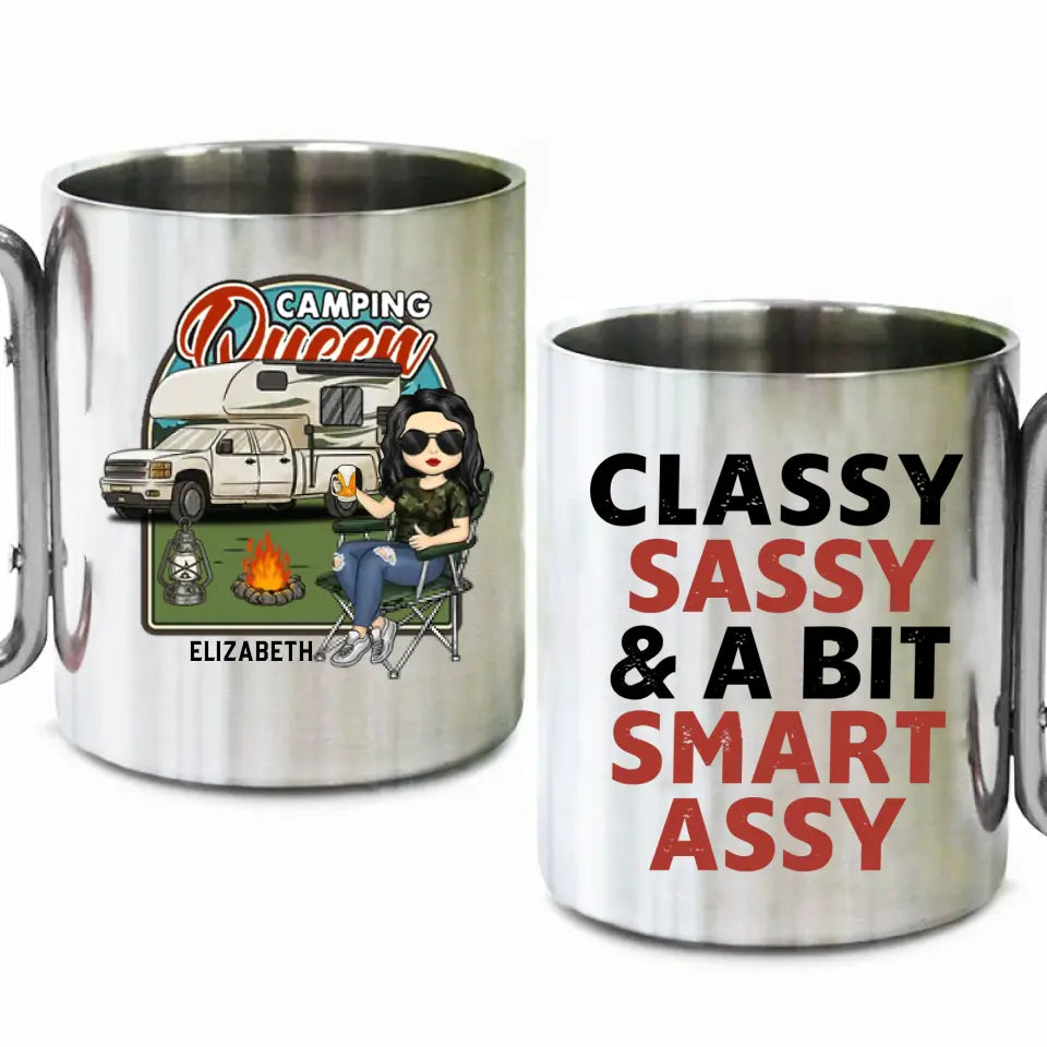 Classy, Sassy And Smart - Personalized Carabiner Camping Mug - Gift For Camping Lovers