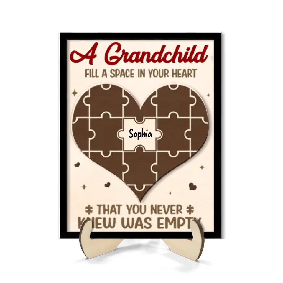 Grandchildren Fill A Space In Your Heart Personalized 2-Layer Wooden Plaque