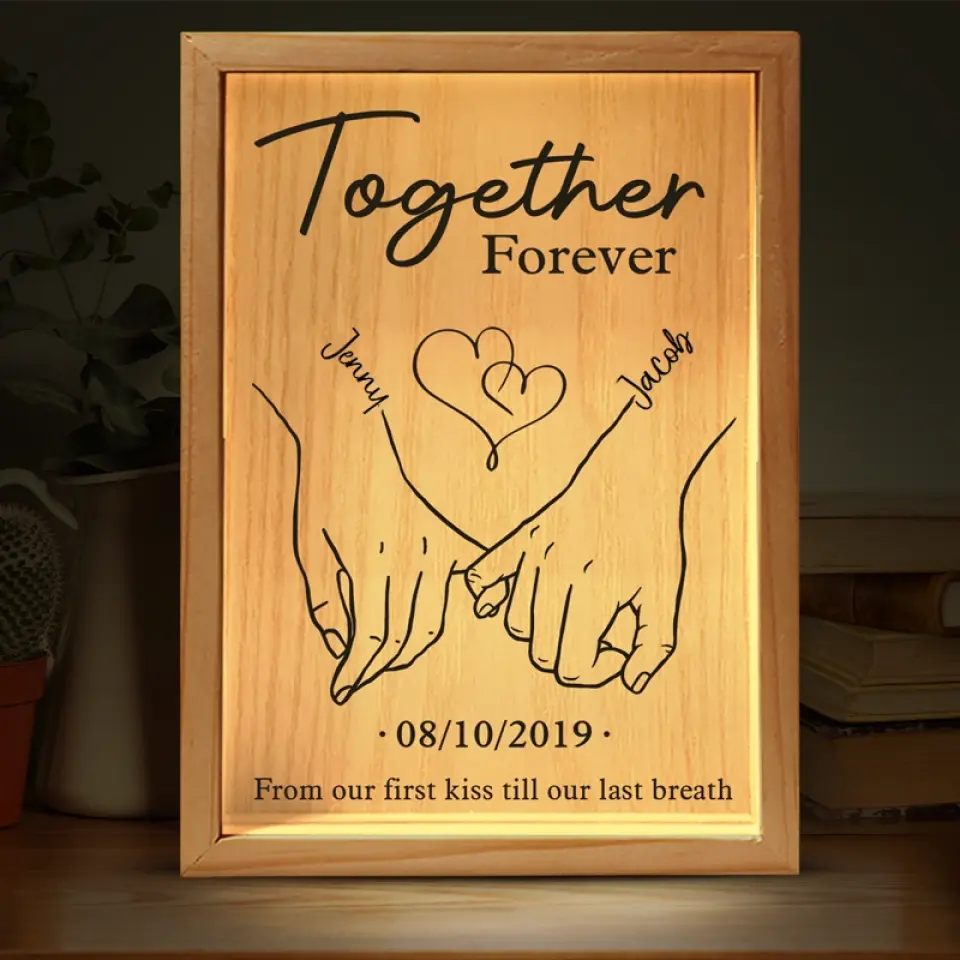 Together Forever From Our First Kiss Till Our Last Breath - Couple Personalized Custom Frame Light Box - Gift For Husband Wife, Anniversary