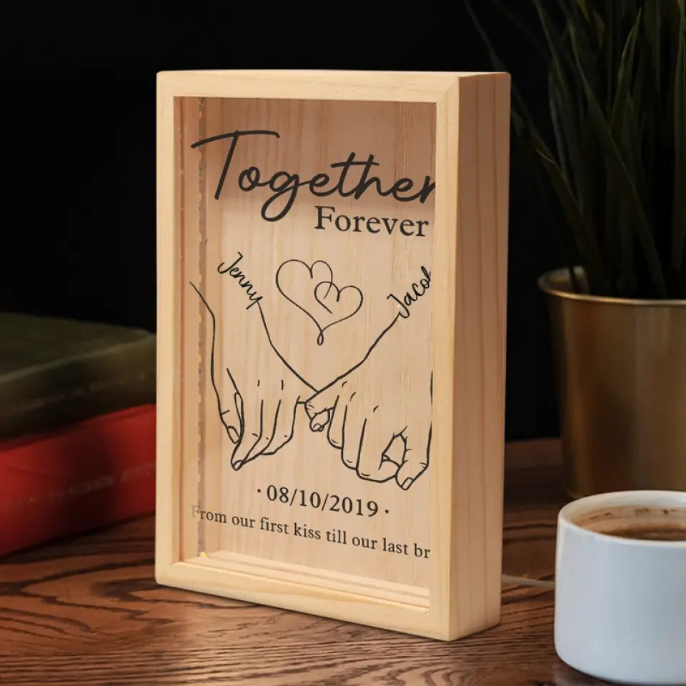 Together Forever From Our First Kiss Till Our Last Breath - Couple Personalized Custom Frame Light Box - Gift For Husband Wife, Anniversary