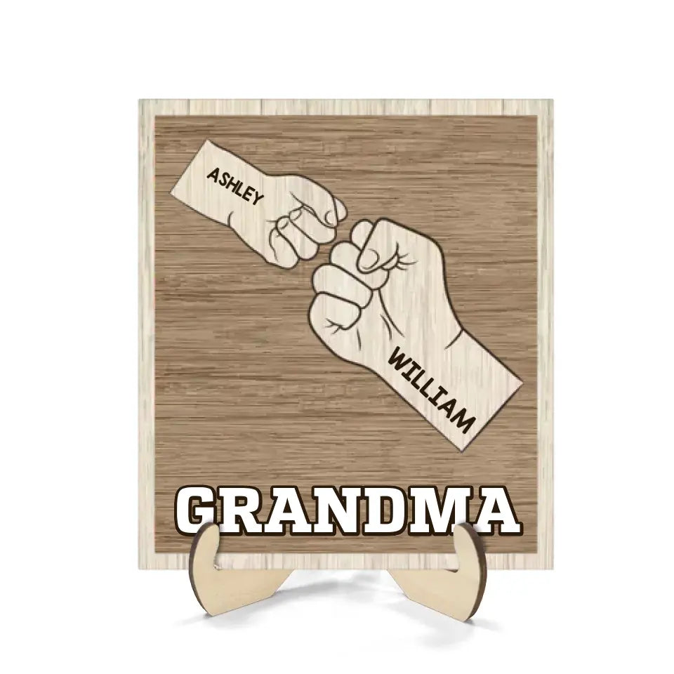 Dad Grandpa Fist Bump Gift Personalized 2-Layer Wooden Plaque