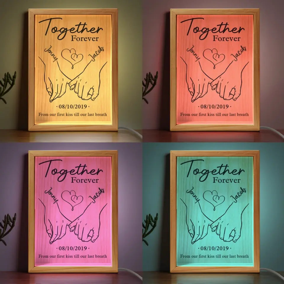 Together Forever From Our First Kiss Till Our Last Breath - Couple Personalized Custom Frame Light Box - Gift For Husband Wife, Anniversary