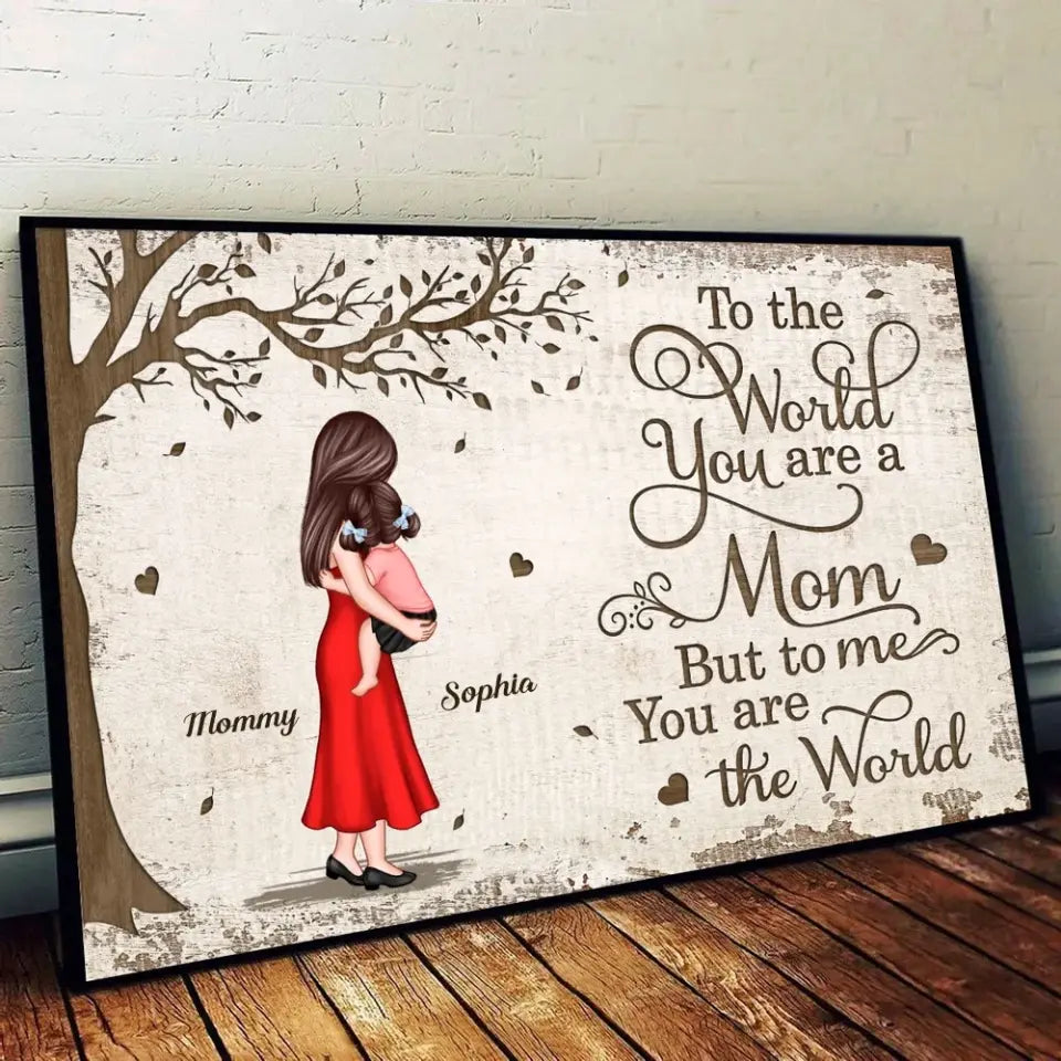 Mom Holding Kid Under Tree Personalized Poster, Mother's Day Gift For Mom