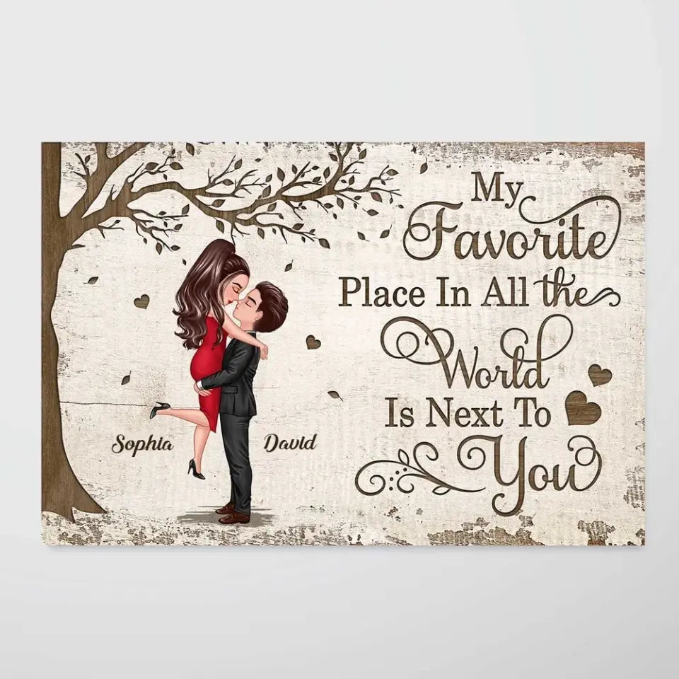 Favorite Place In The World Couple Kissing Personalized Poster, Valentine‘s Day Gift For Him, For Her