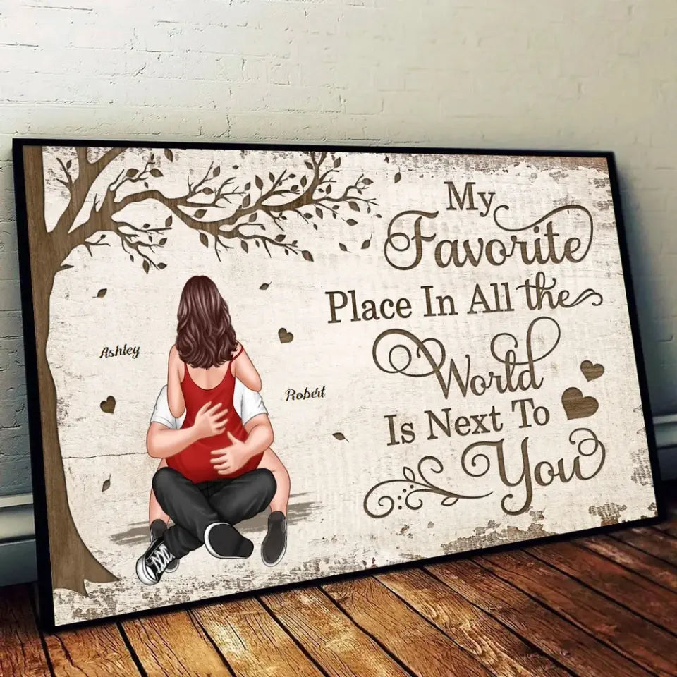 Favorite Place In All The World Couple Sitting Hugging Back View Personalized Poster