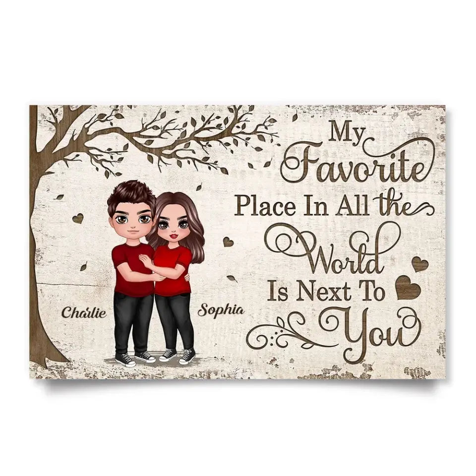 Favorite Place In All The World Doll Couple Hugging Personalized Poster