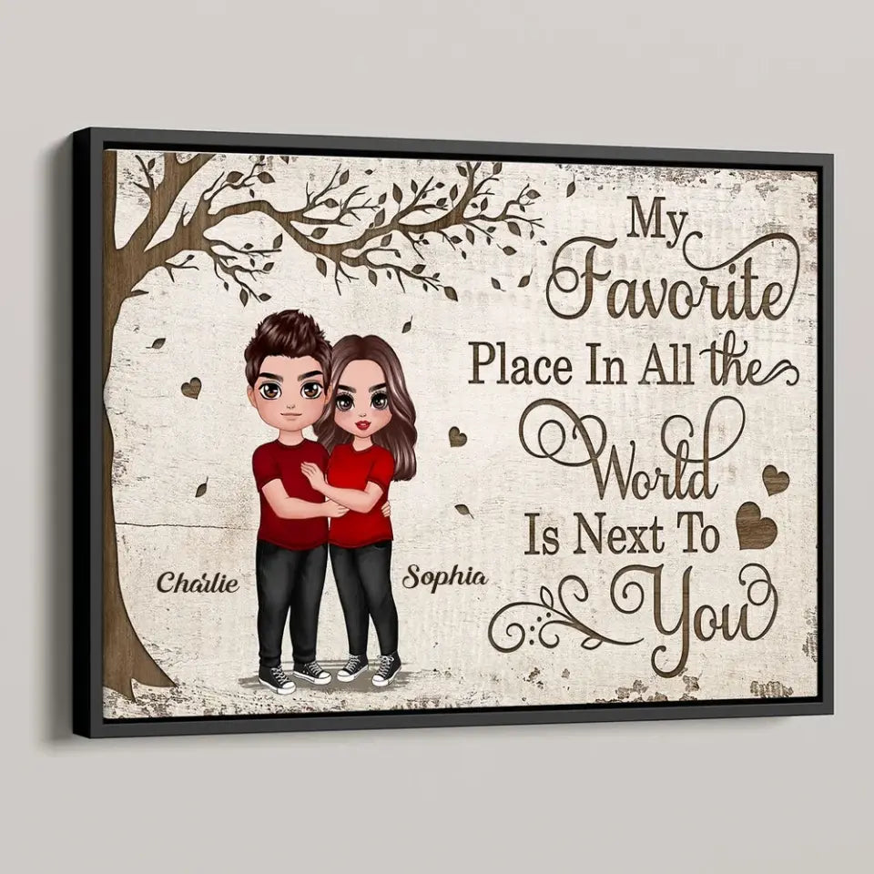 Favorite Place In All The World Doll Couple Hugging Personalized Poster