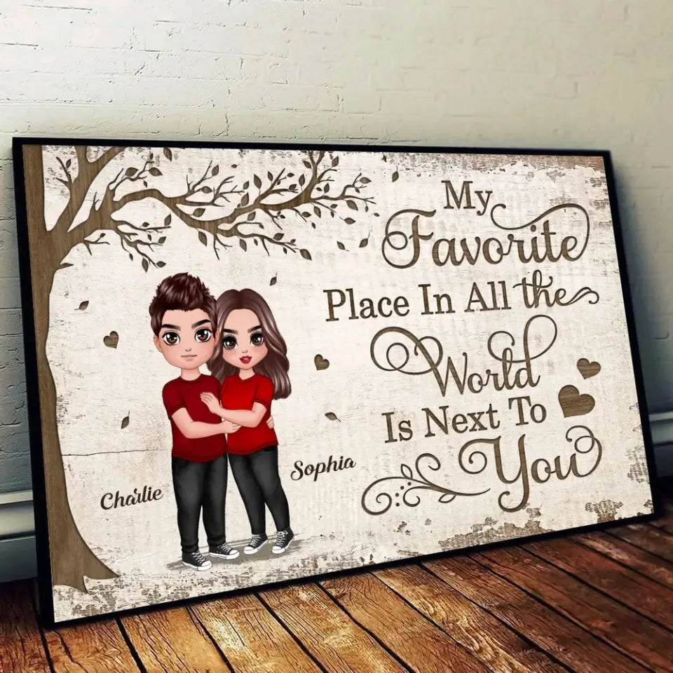 Favorite Place In All The World Doll Couple Hugging Personalized Poster