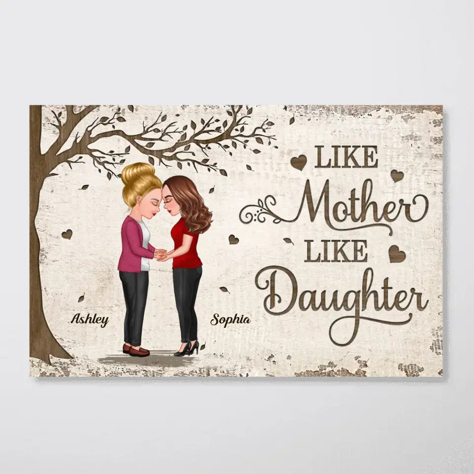 Mother Daughter Holding Hands Under Tree Personalized Poster, Mother's Day Gift For Mom