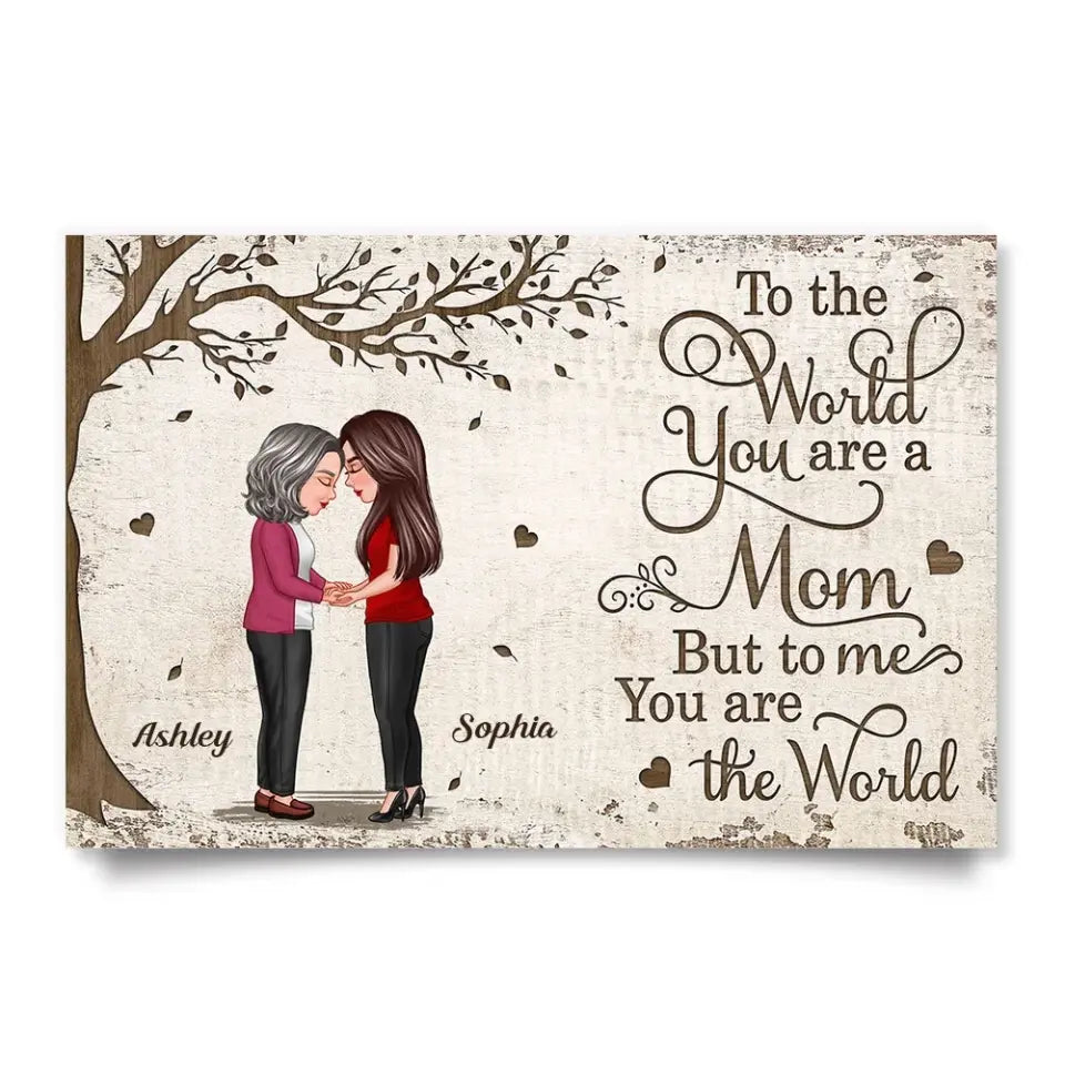 Mother Daughter Holding Hands Under Tree Personalized Poster, Mother's Day Gift For Mom