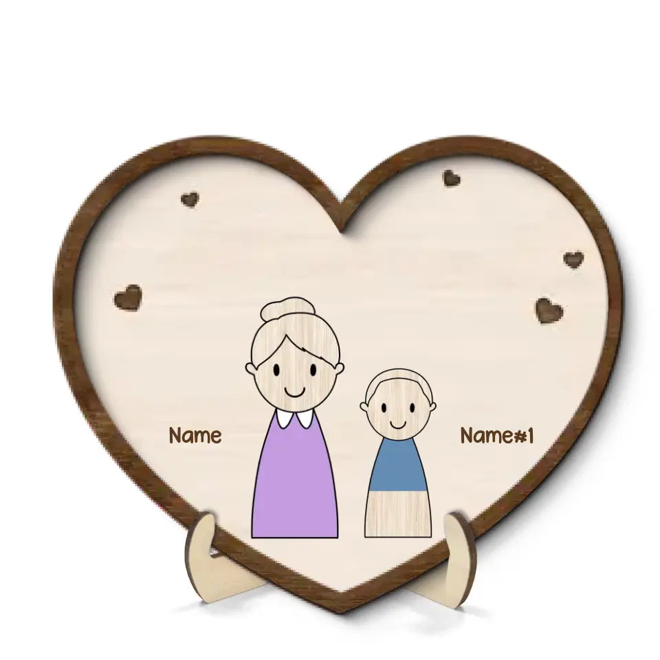 Grandma‘s Treasures Simple Cartoon Home Decor Gift For Grandma Mom Personalized 2-Layer Wooden Plaque