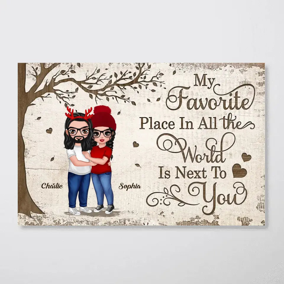 Favorite Place In All The World Doll Couple Hugging Personalized Poster