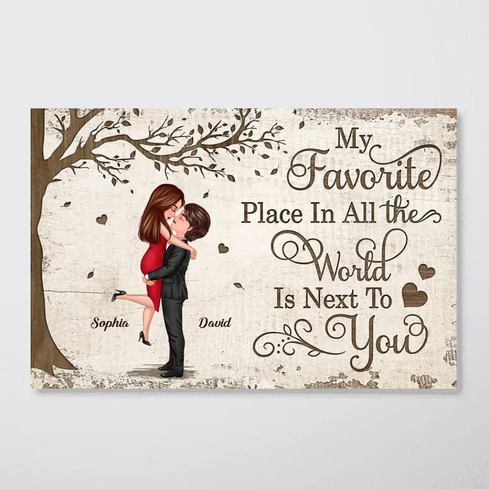 Favorite Place In The World Couple Kissing Personalized Poster, Valentine‘s Day Gift For Him, For Her