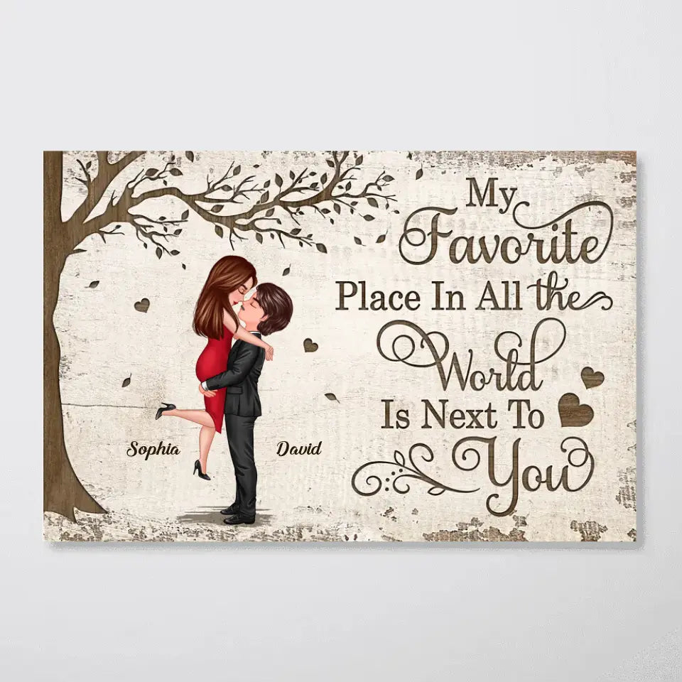 Favorite Place In The World Couple Kissing Personalized Poster, Valentine‘s Day Gift For Him, For Her