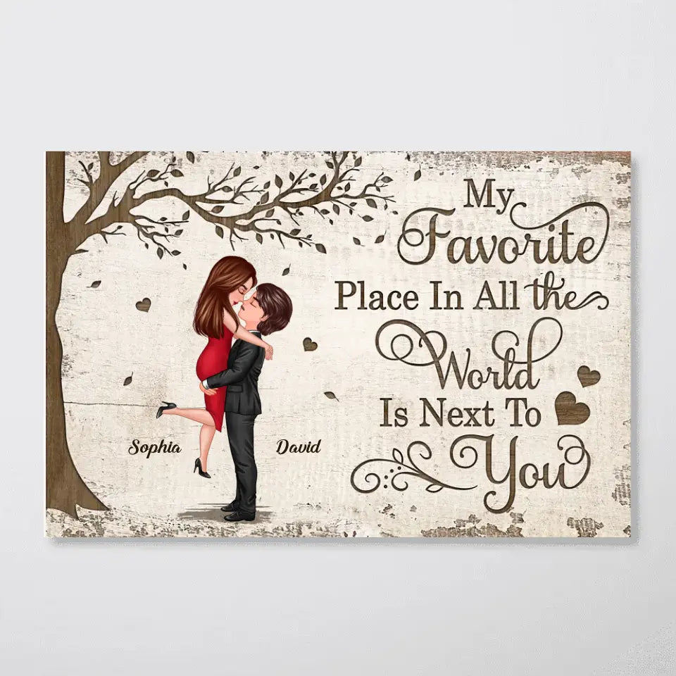 Favorite Place In The World Couple Kissing Personalized Poster, Valentine‘s Day Gift For Him, For Her