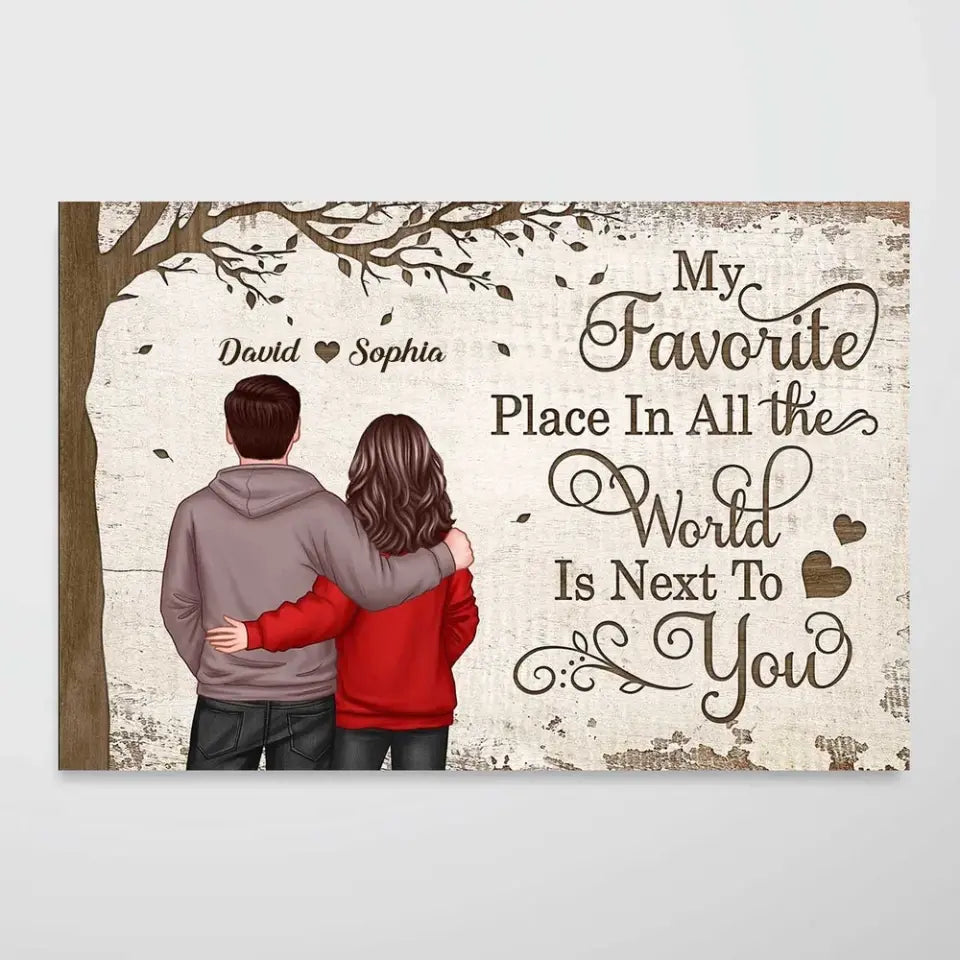 Favorite Place In The World Couple Back View Personalized Poster, Valentine‘s Day Gift For Him, For Her