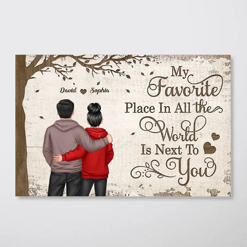 Favorite Place In The World Couple Back View Personalized Poster, Valentine‘s Day Gift For Him, For Her