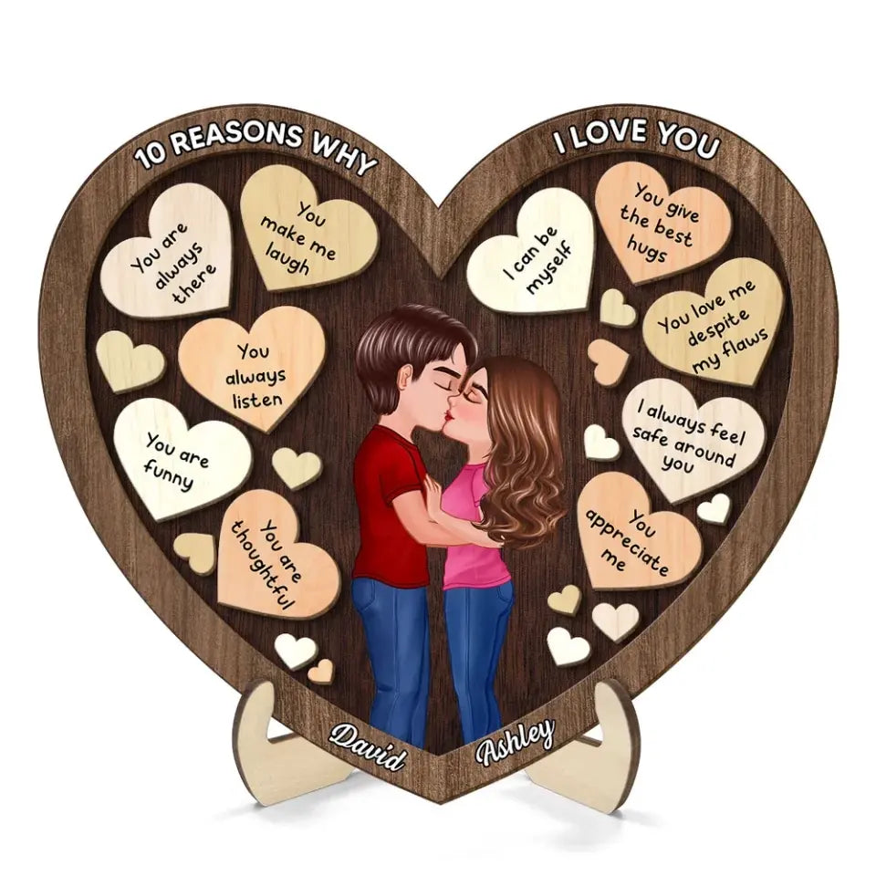 Doll Couple Kissing In Heart Reasons Why I Love You, Valentine's Day Gift For Him, For Her