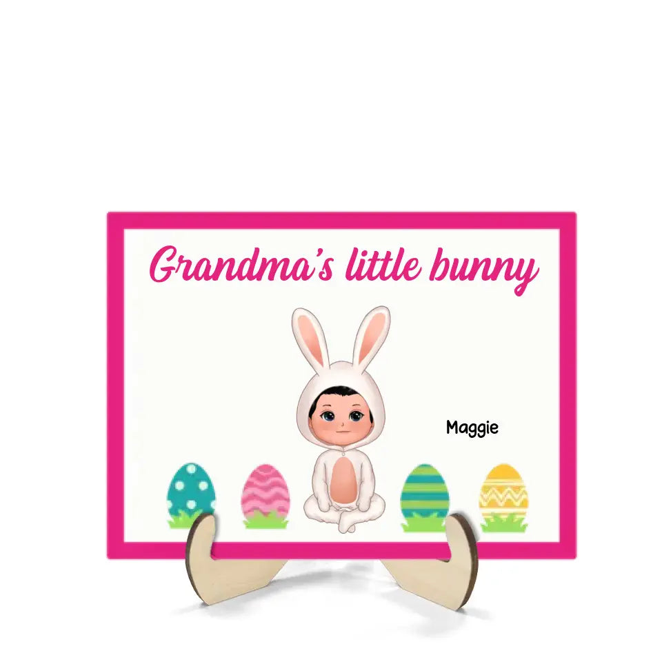 Grandma‘s Little Bunnies Doll Kids Easter Gift Home Decor Personalized 2-Layer Wooden Plaque