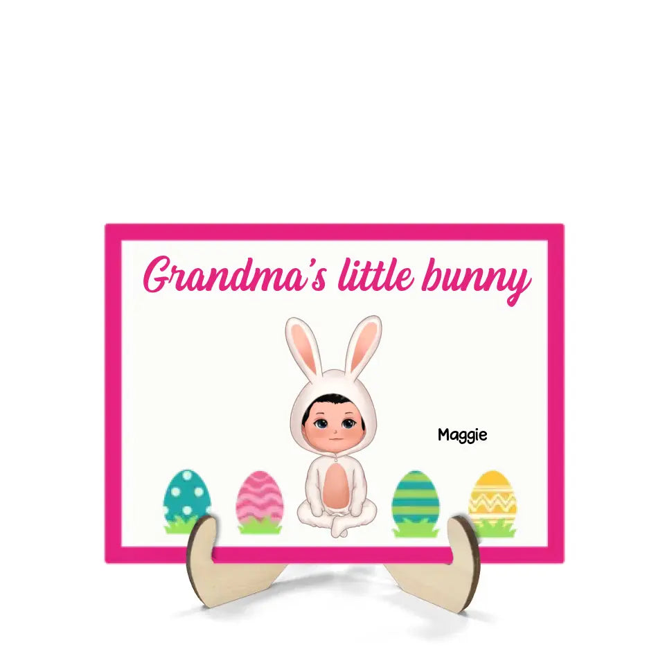 Grandma‘s Little Bunnies Doll Kids Easter Gift Home Decor Personalized 2-Layer Wooden Plaque