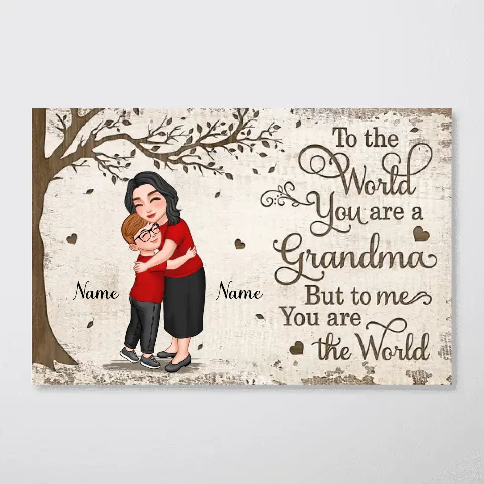 Grandma Mom Hugging Kid Under Tree Personalized Poster, Mother's Day Gift For Mom, For Grandma