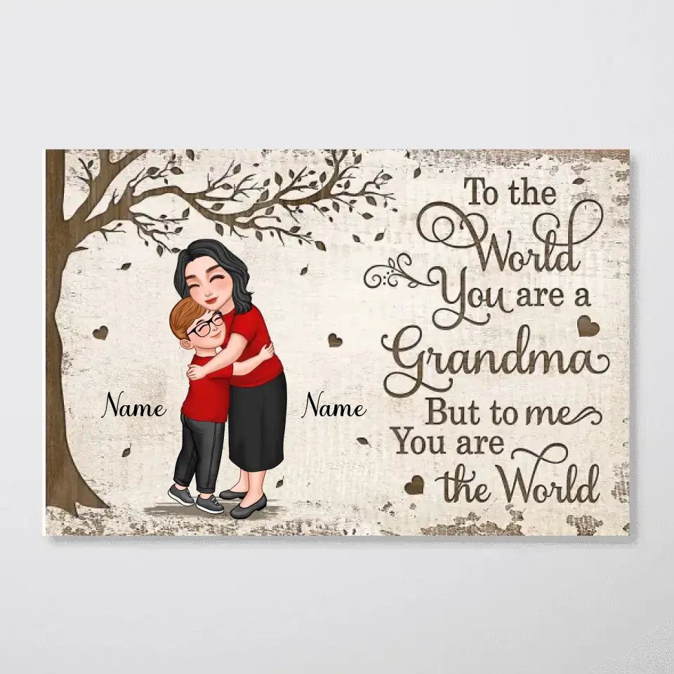 Grandma Mom Hugging Kid Under Tree Personalized Poster, Mother's Day Gift For Mom, For Grandma