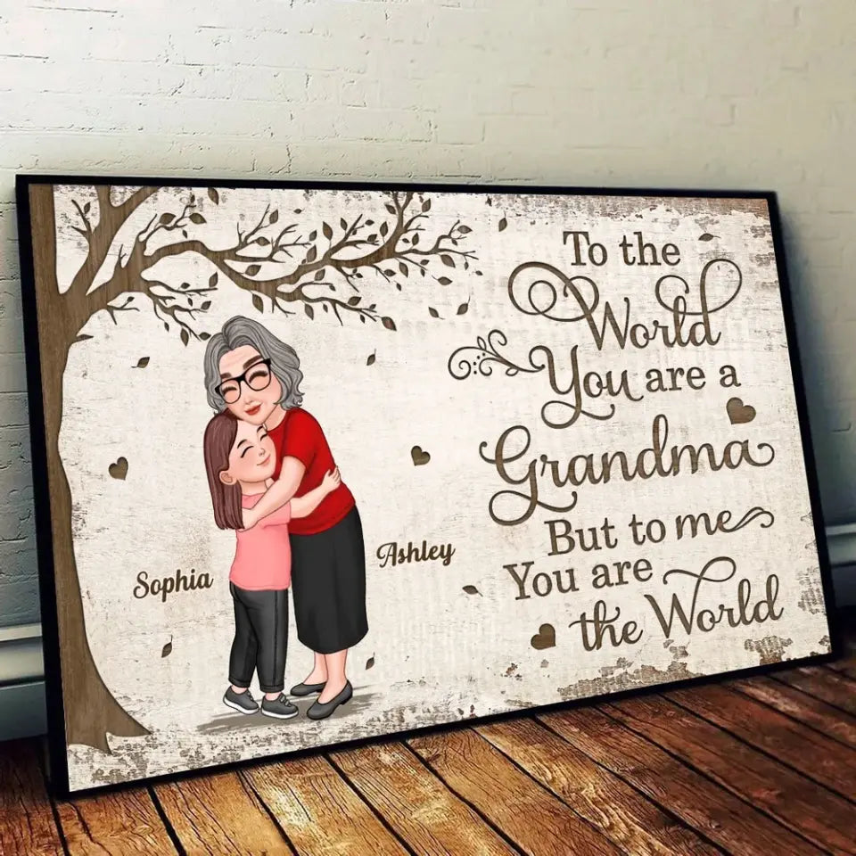 Grandma Mom Hugging Kid Under Tree Personalized Poster, Mother's Day Gift For Mom, For Grandma