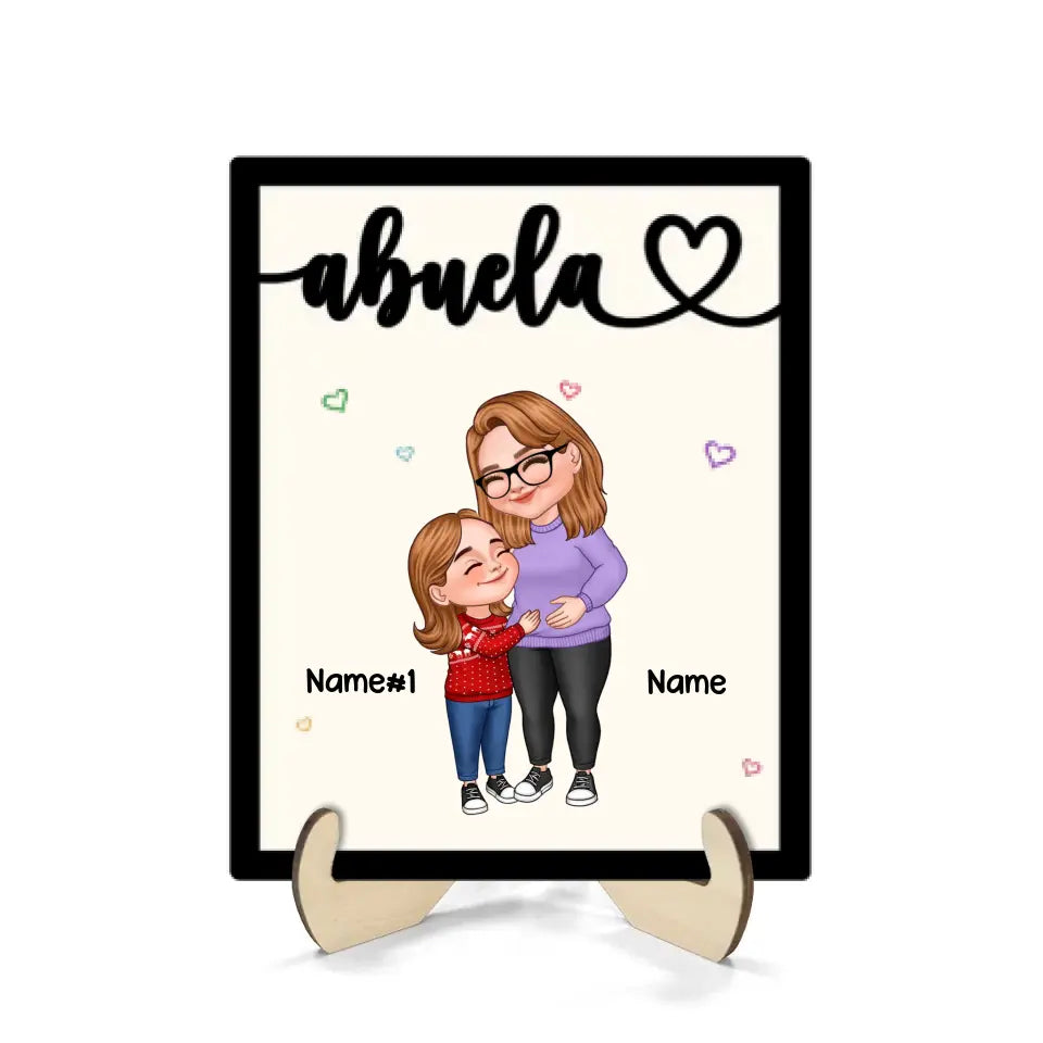 Grandma & Grandkids Hugging Gift For Grandma Mom Personalized 2-Layer Wooden Plaque