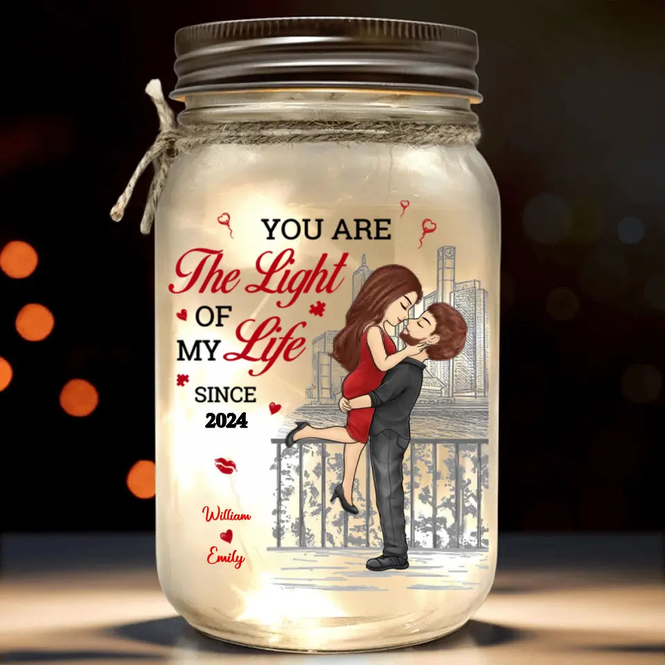 You Are The Light Of My Life - Couple Personalized Custom Mason Jar Light - Gift For Husband Wife, Anniversary