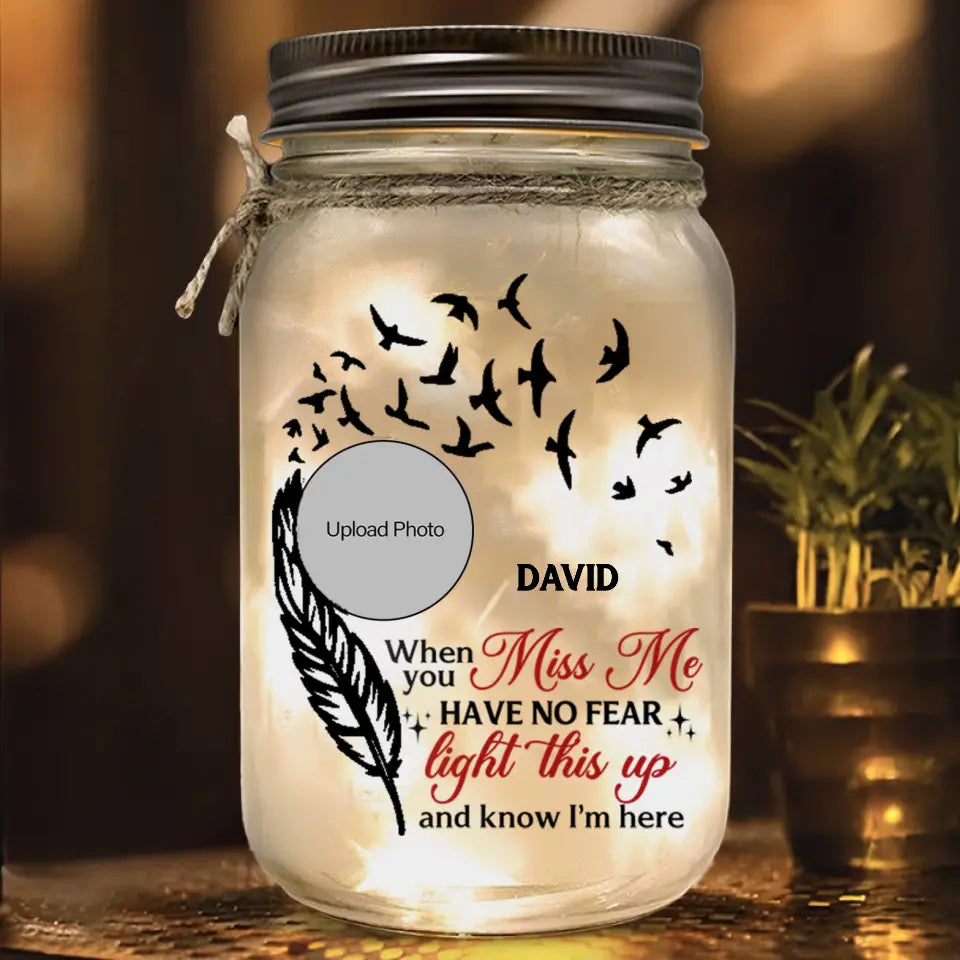 Custom Photo Your Wings Were Ready But Our Hearts Were Not - Memorial Personalized Custom Mason Jar Light - Sympathy Gift For Family Members