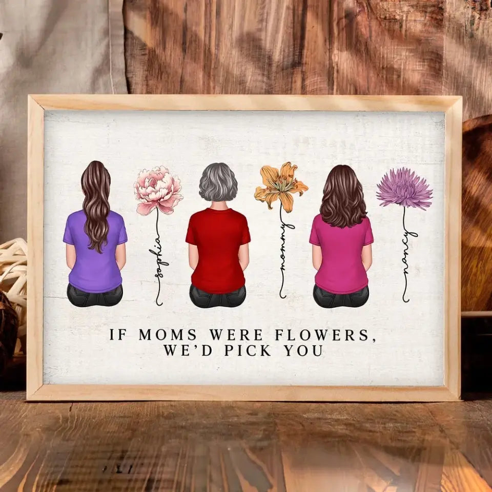 If Moms Were Flowers I‘d Pick You Vintage Birth Month Flowers Mother‘s Day Gift Personalized Horizontal Poster