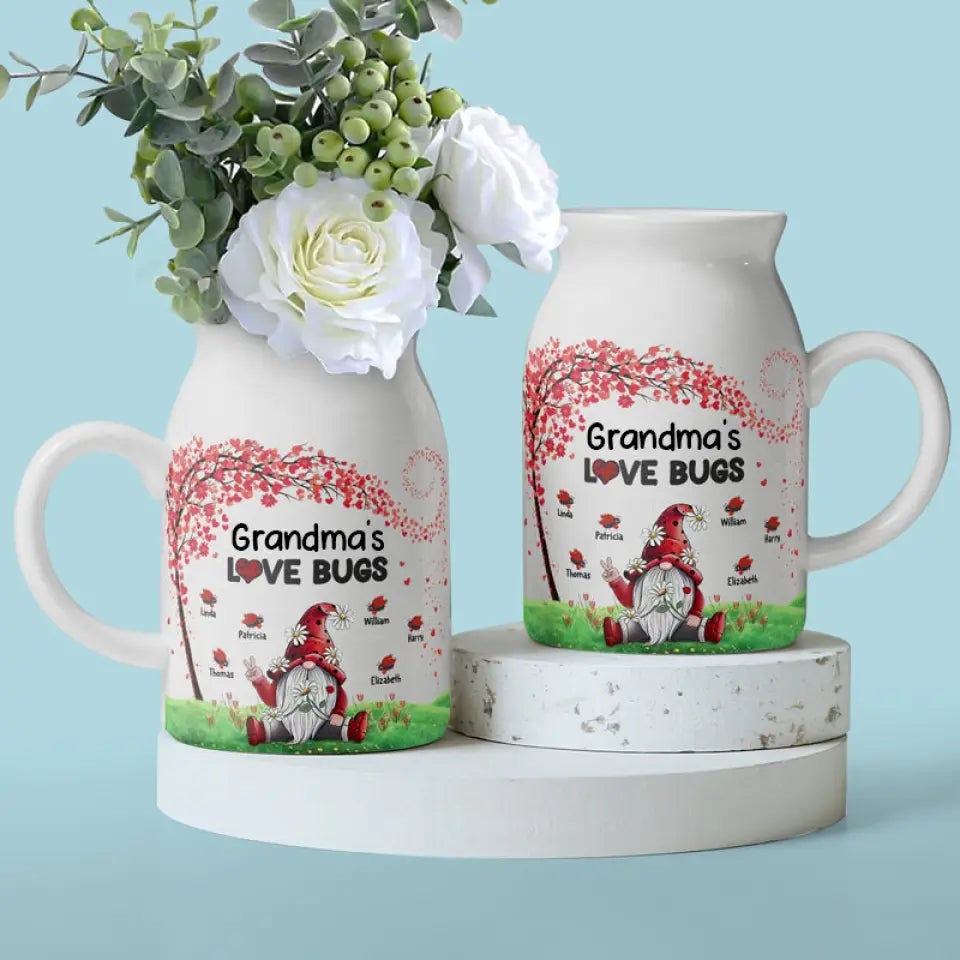 Grandma's Love Makes Flowers Bloom - Family Personalized Custom Home Decor Flower Vase - House Warming Gift For Mom, Grandma