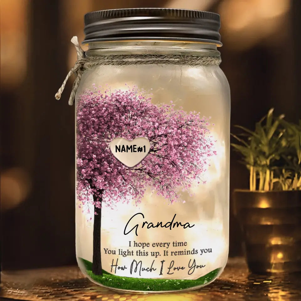 It Reminds You How Much We Love You - Family Personalized Custom Mason Jar Light - Gift For Mom, Grandma