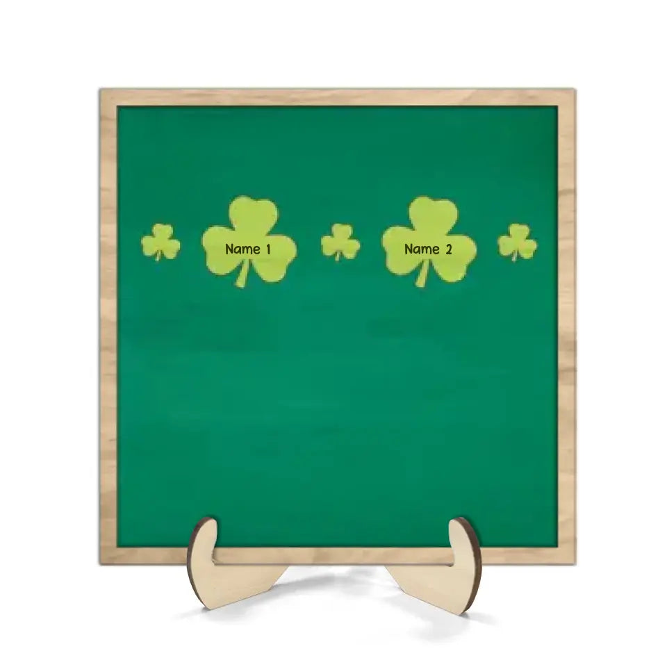 Family Dad Mom Kids Dogs Cats St. Patrick‘s Day Personalized 2-Layer Wooden Plaque