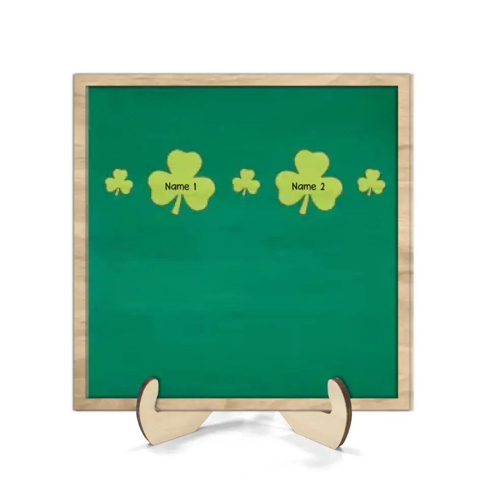 Family Dad Mom Kids Dogs Cats St. Patrick‘s Day Personalized 2-Layer Wooden Plaque