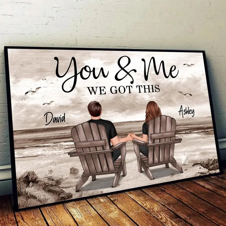 Couple Beach Landscape Retro Vintage Personalized Poster, Anniversary Gift For Couple, Gift For Him, Gift For Her