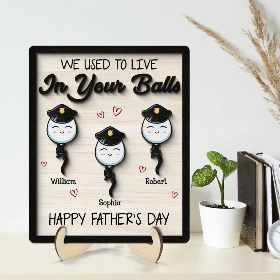 We Used To Live In Your Balls Father's Day Gift Personalized 2-Layer Wooden Plaque