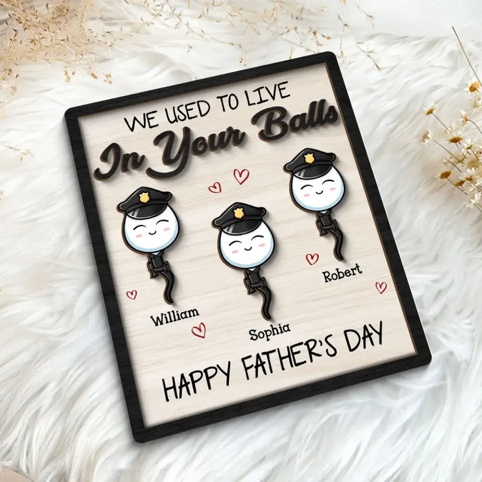 We Used To Live In Your Balls Father's Day Gift Personalized 2-Layer Wooden Plaque