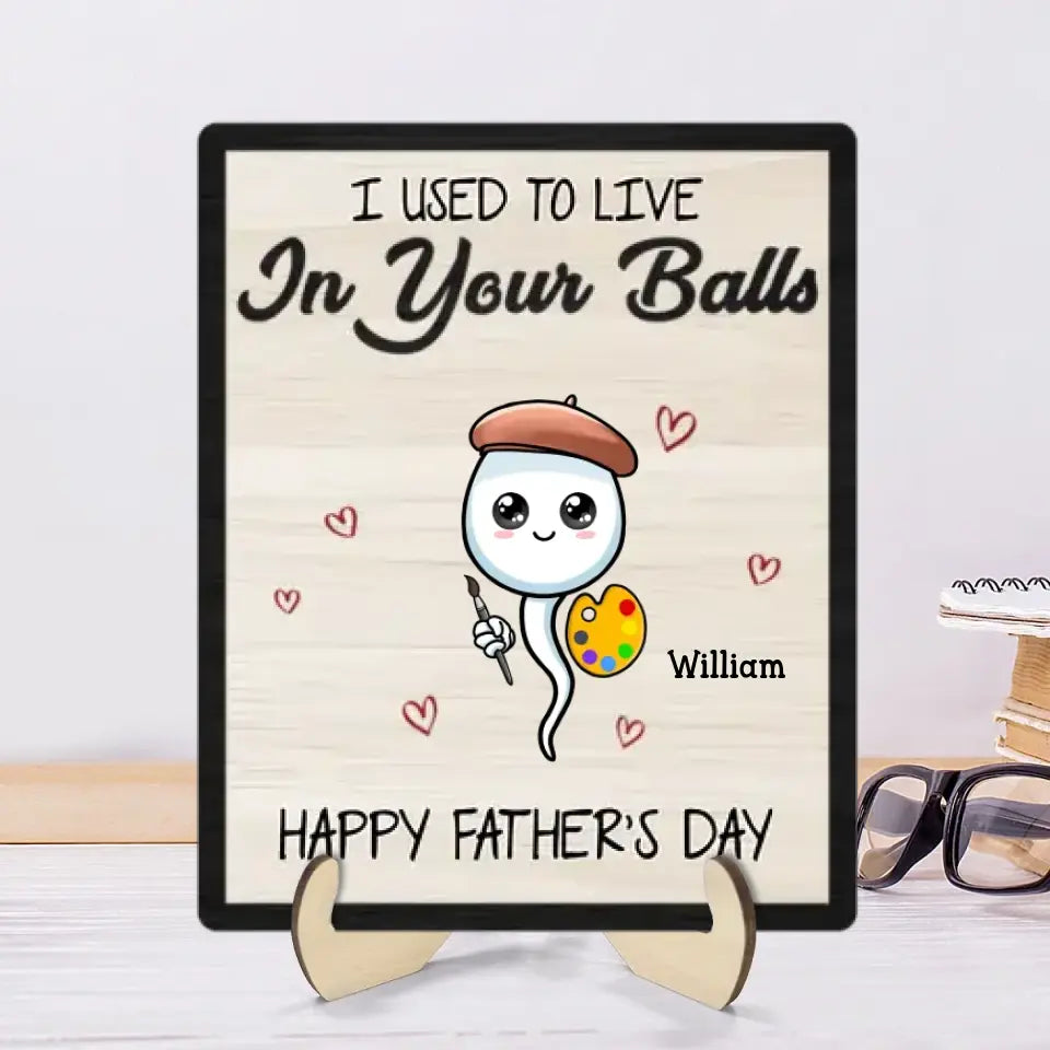 We Used To Live In Your Balls Father's Day Gift Personalized 2-Layer Wooden Plaque