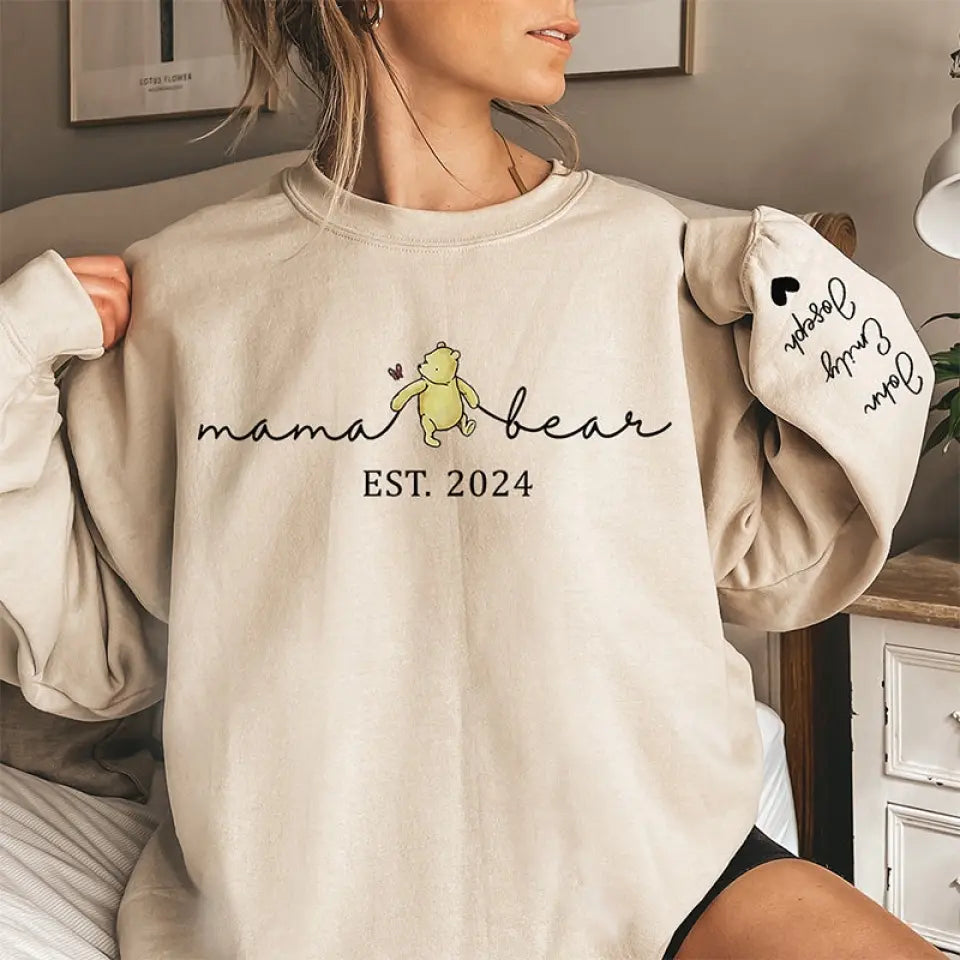 Motherhood Is The Greatest Thing - Family Personalized Custom Unisex Sweatshirt With Design On Sleeve - Gift For Mom