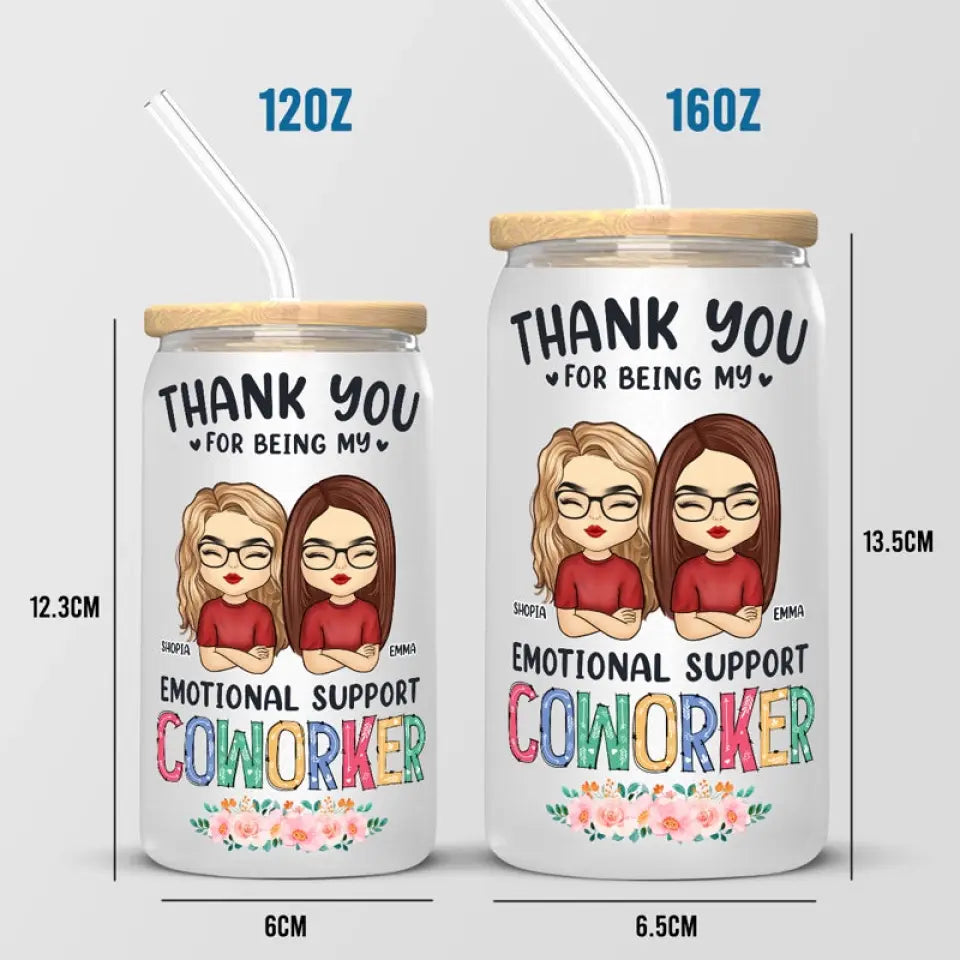 Thanks For Being My Unpaid Therapist - Bestie Personalized Custom Glass Cup, Iced Coffee Cup - Gift For Best Friends, BFF, Sisters, Coworkers