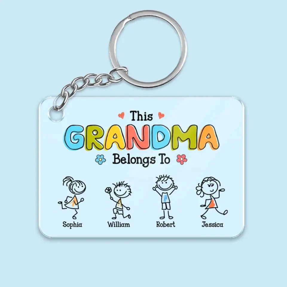 This Grandma Belongs To Drawing Personalized Acrylic Keychain