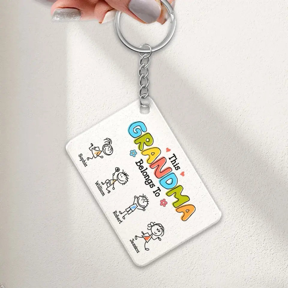 This Grandma Belongs To Drawing Personalized Acrylic Keychain