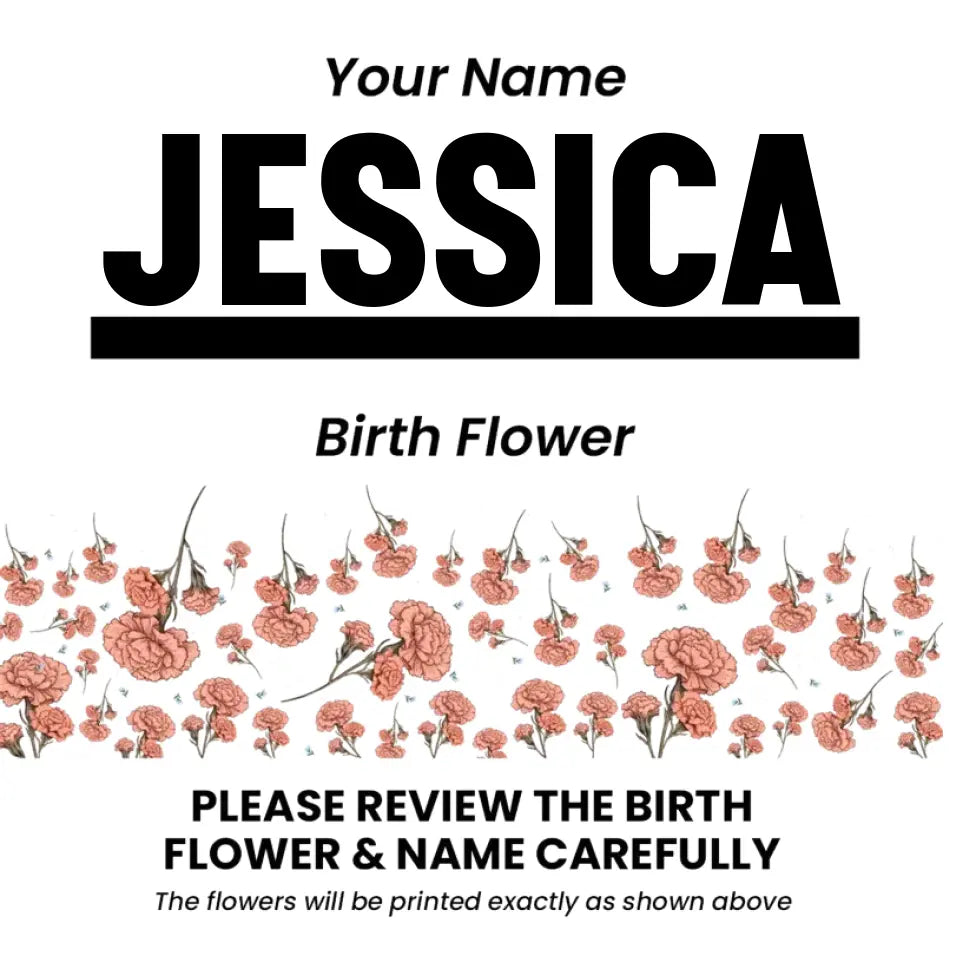 Custom Flower Printed LED Night Light, Birth Month Flower, Custom Name, Gift For Her