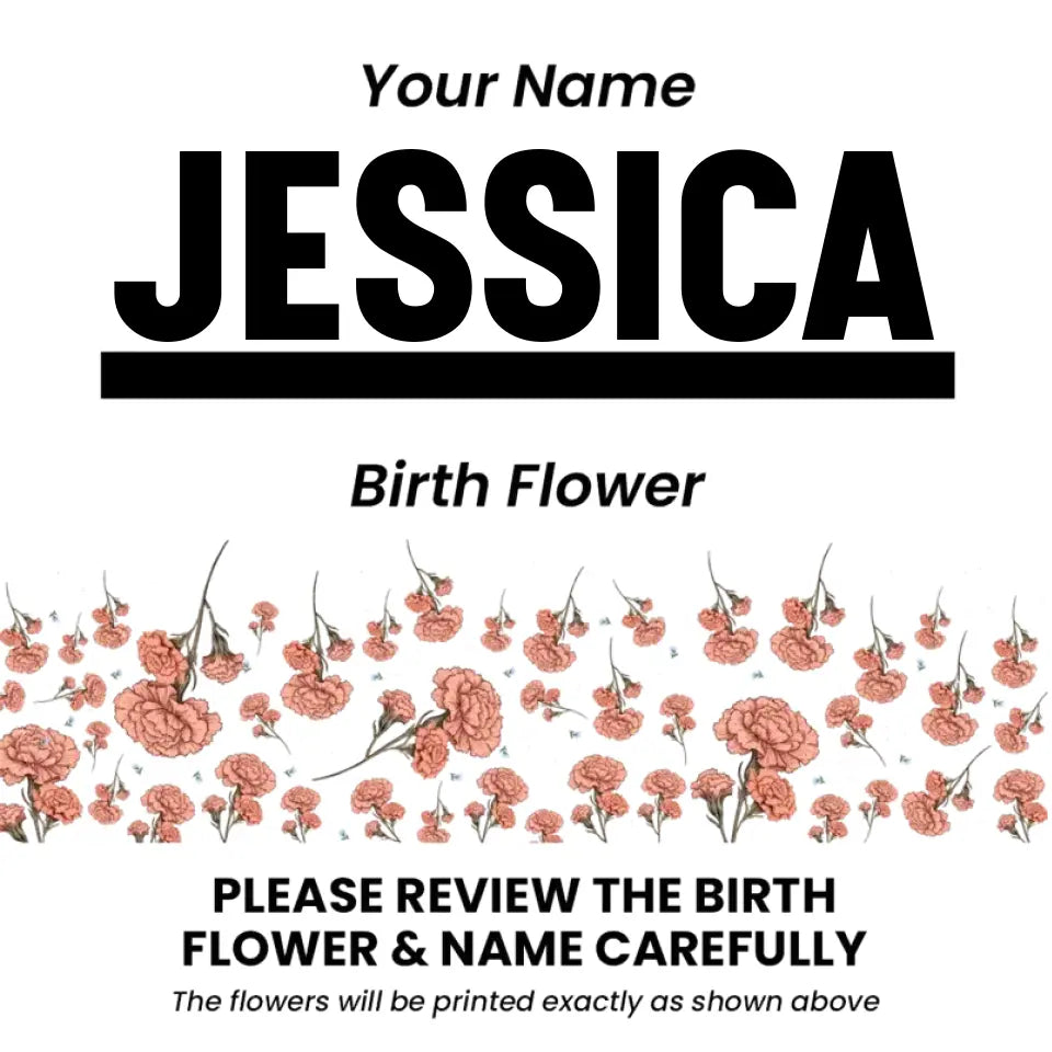 Custom Flower Printed LED Night Light, Birth Month Flower, Custom Name, Gift For Her