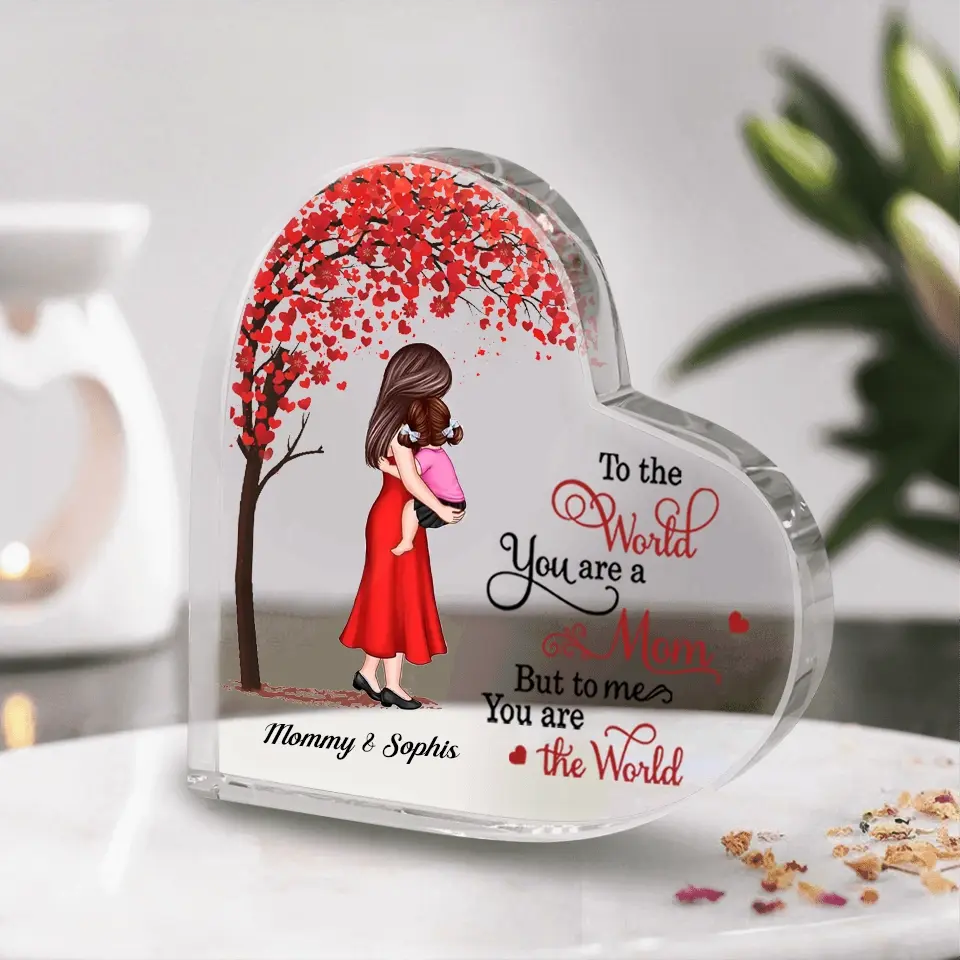 You Are My Everything Mom Holding Kid, Mother's Day Gift For Mom-Personalized Custom Heart Shaped Acrylic Plaque