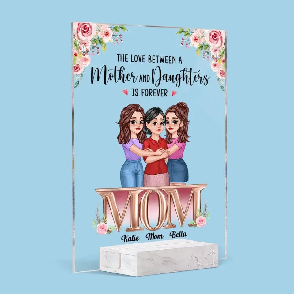 Hugging Cartoon Mom Daughter Best Friends Forever Personalized Acrylic Plaque