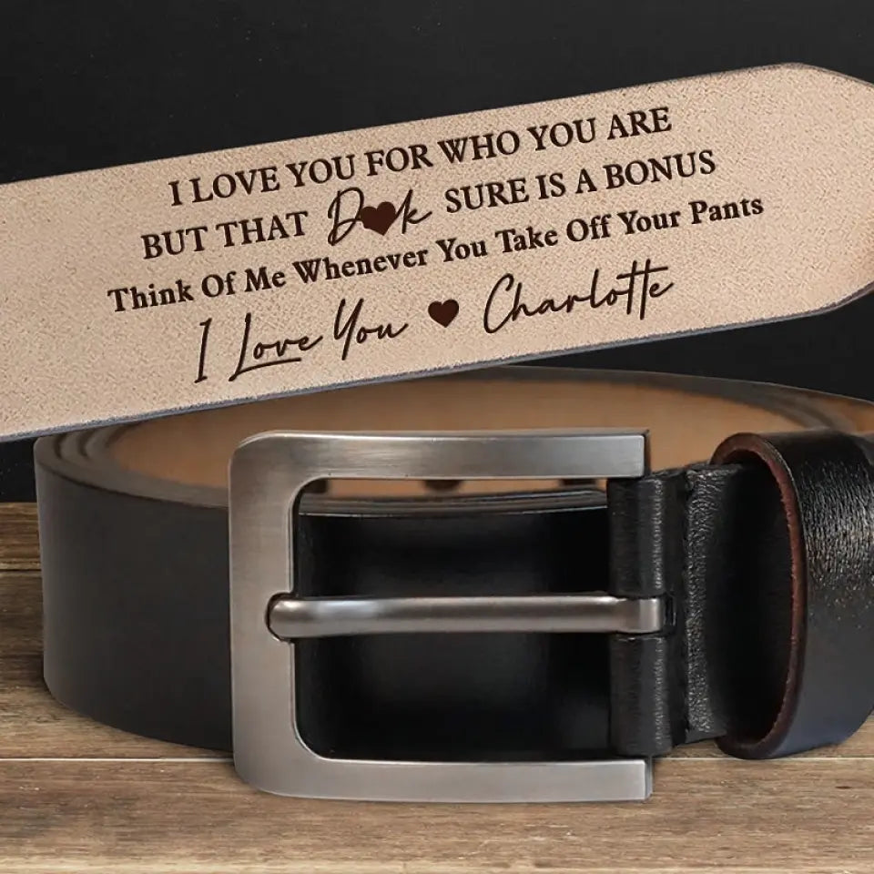 That Thing Sure Is A Bonus - Couple Personalized Custom Engraved Leather Belt - Gift For Husband, Boyfriend, Anniversary