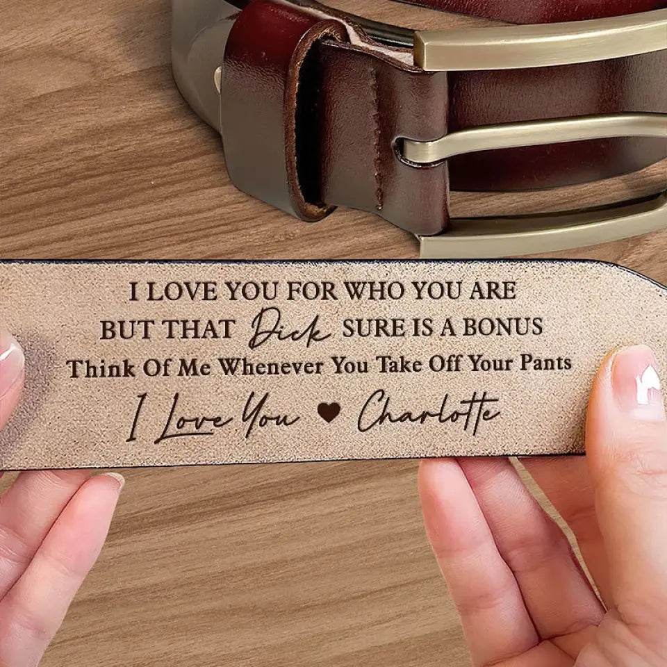 That Thing Sure Is A Bonus - Couple Personalized Custom Engraved Leather Belt - Gift For Husband, Boyfriend, Anniversary